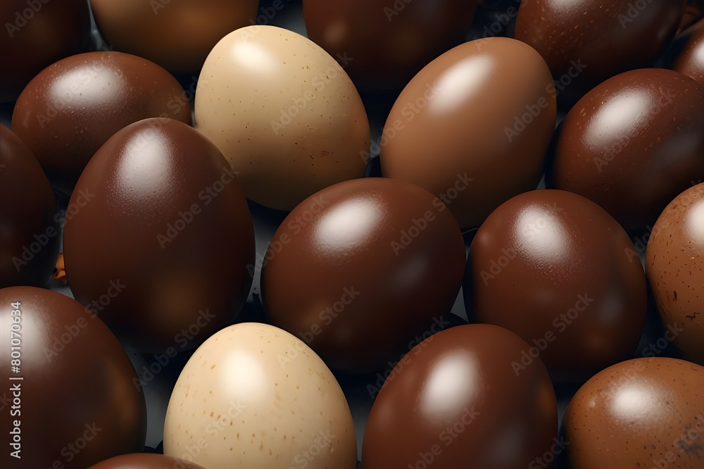 Chocolate Easter Egg background. Easter Wallpaper showing a collection of Chocolate Eggs. 3D Render Generative AI Chocolate Easter Egg background. Easter Wallpaper showing a collection of Chocolate Eggs. 3D Render Generative AI