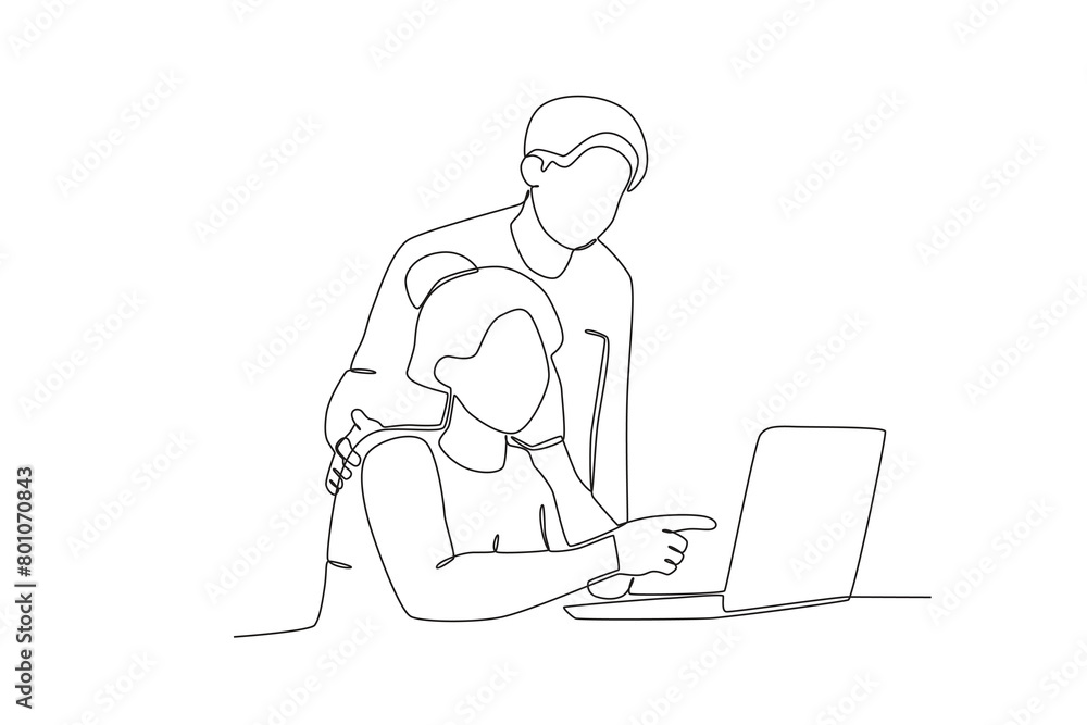 Continuous one line drawing about Colleagues working together and building good communication, Neighbor concept. Trendy one line drawing design vector illustration. Continuous one line drawing about Colleagues working together and building good communication, Neighbor concept. Trendy one line drawing design vector illustration.