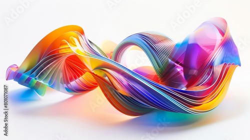 Cascading arcs of chromatic brilliance form a stunning visual against a blank, white background.