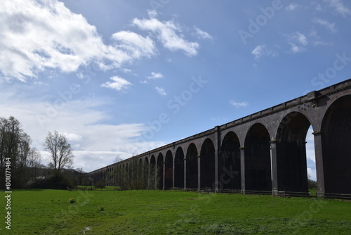 the arches of the harringworth viaduct  or welland viaduct  one of the longest railway viaducts across a valley in the uk