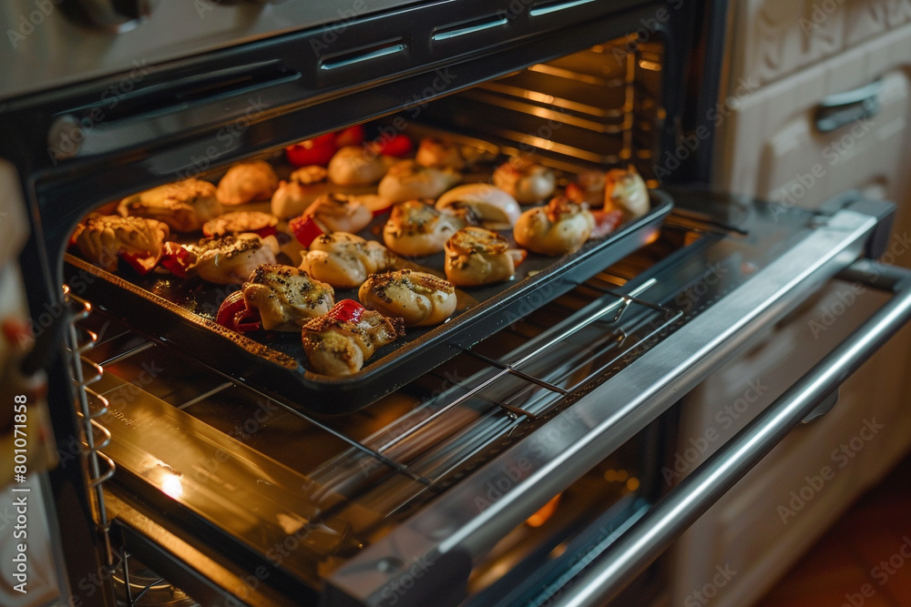 A toaster oven with convection heating, ensuring even cooking. A toaster oven with convection heating, ensuring even cooking.