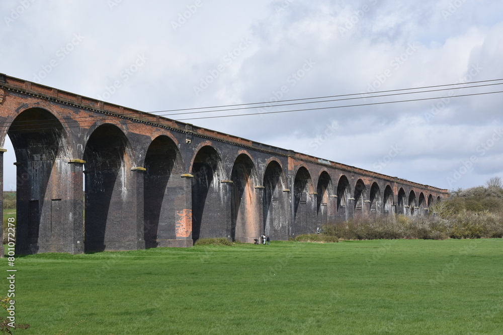 the arches of the harringworth viaduct (or welland viaduct) one of the longest railway viaducts across a valley in the uk