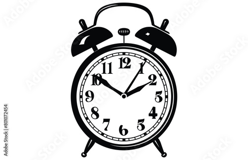 Alarm Clock Silhouette with a bell on legs Illustration.