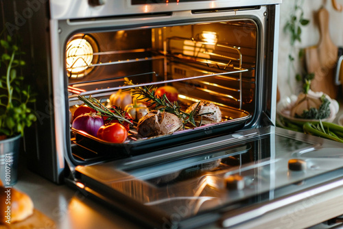 A toaster oven with preset cooking functions, making meal preparation convenient.