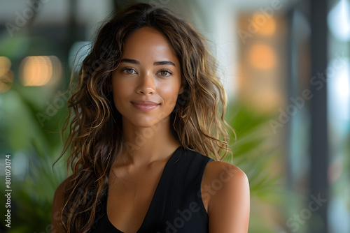 Free Download Stylish Young Businesswoman Posing in Office - GFXLoad