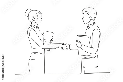 Continuous one line drawing about Colleagues working together and building good communication, Neighbor concept. Trendy one line drawing design vector illustration.