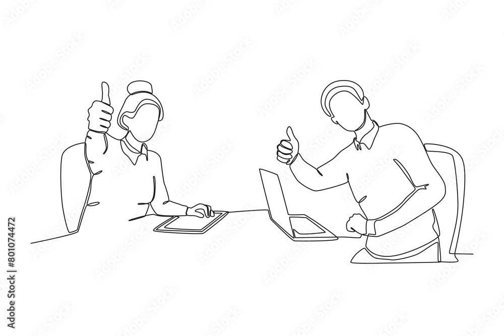 Continuous one line drawing about Colleagues working together and building good communication, Neighbor concept. Trendy one line drawing design vector illustration.