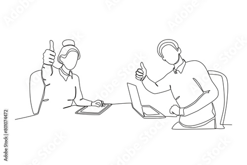 Continuous one line drawing about Colleagues working together and building good communication, Neighbor concept. Trendy one line drawing design vector illustration.