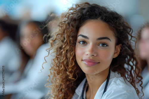 Young Female Doctor in Medical Education Program Pop Colorism Style photo