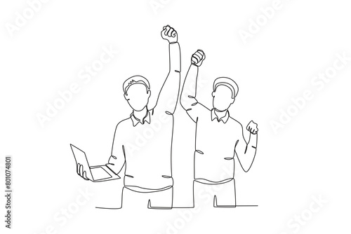 Continuous one line drawing about Colleagues working together and building good communication, Neighbor concept. Trendy one line drawing design vector illustration.
