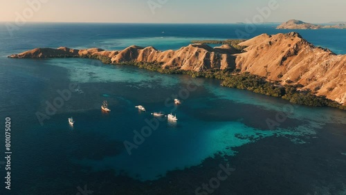 Aerial view of the Komodo National Park in Indonesia photo