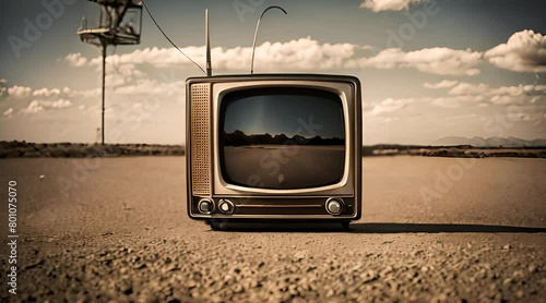 Vintage television for showcasing classic media or retro technology, blending nostalgia with innovation, capturing enduring allure of classic media photo
