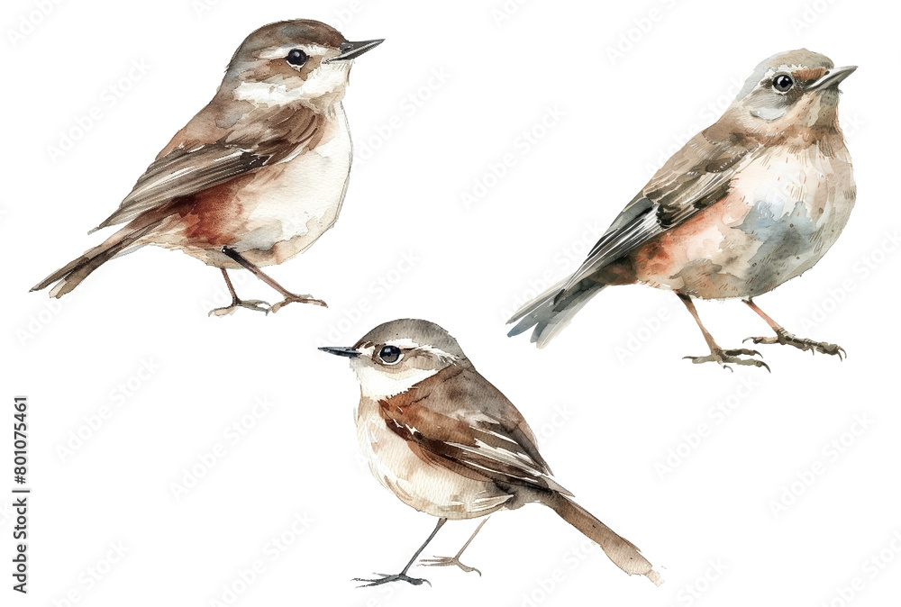 Fototapeta premium Charming watercolor birds in different poses