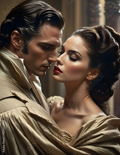 portrait of a seductive historical romance couple