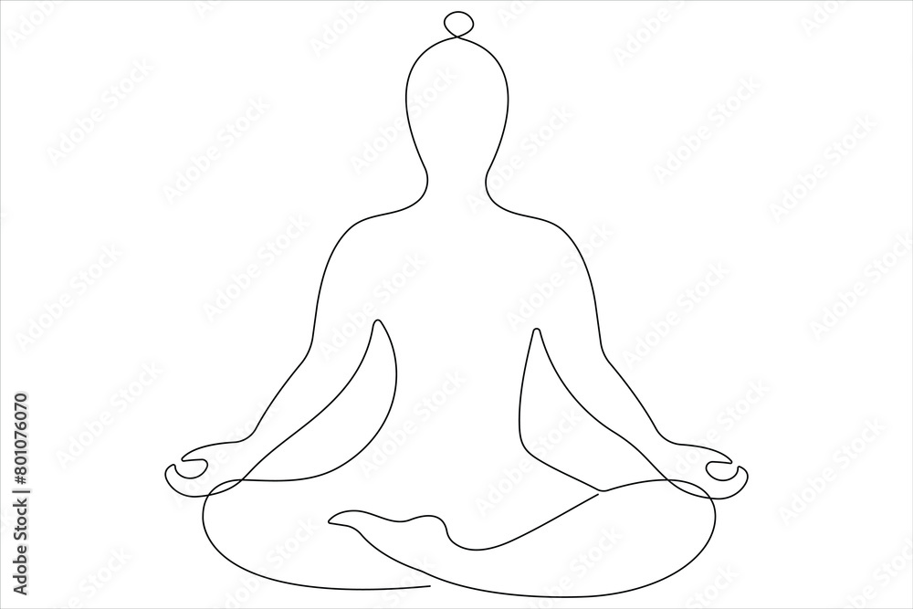 © Shemol - Continuous one line art drawing of man doing exercise in yoga pose outline vector illustration © Shemol - Continuous one line art drawing of man doing exercise in yoga pose outline vector illustration