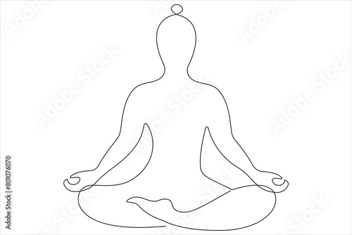  Continuous one line art drawing of man doing exercise in yoga pose outline vector illustration photo