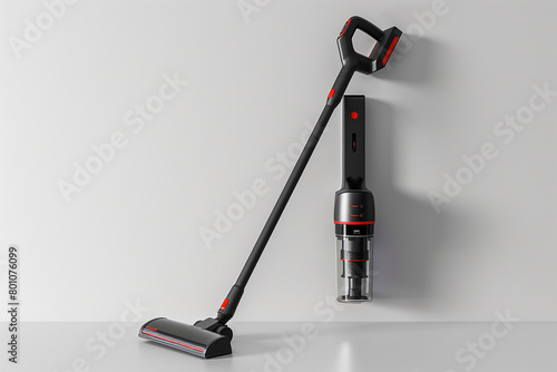 A versatile stick vacuum cleaner with a detachable handheld unit and a wall-mounted charging dock isolated on a solid white background.