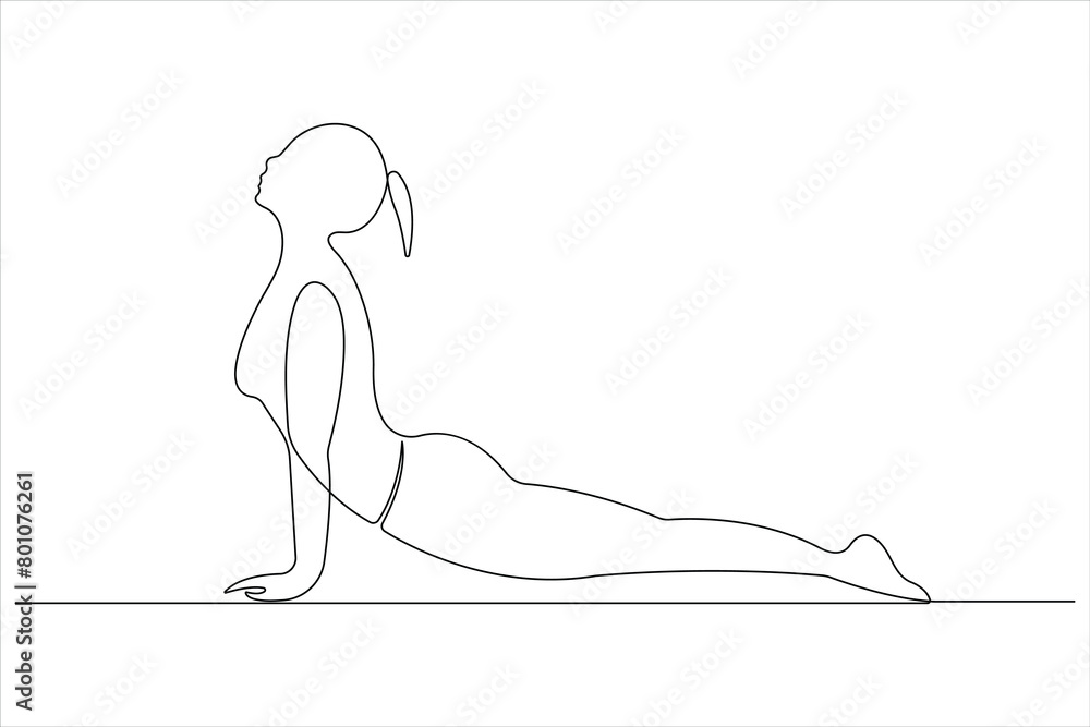 Continuous one line art drawing of man doing exercise in yoga pose outline vector illustration Continuous one line art drawing of man doing exercise in yoga pose outline vector illustration