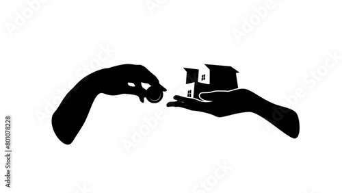 house purchase, black isolated silhouette, black isolated silhouette