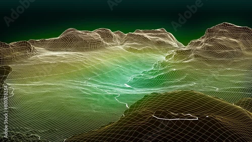 Fly over a surveyed Geographic Information System digitally rendered elevation model with isolines photo