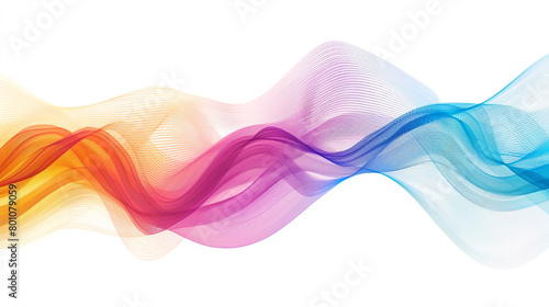 Awaken the senses with vibrant gradient lines in a single wave style isolated on solid white background