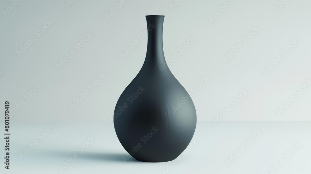 A 3D render of a minimal vase with a smooth, pearshaped body and a matte black surface, Sharpen isolated on white background A 3D render of a minimal vase with a smooth, pearshaped body and a matte black surface, Sharpen isolated on white background