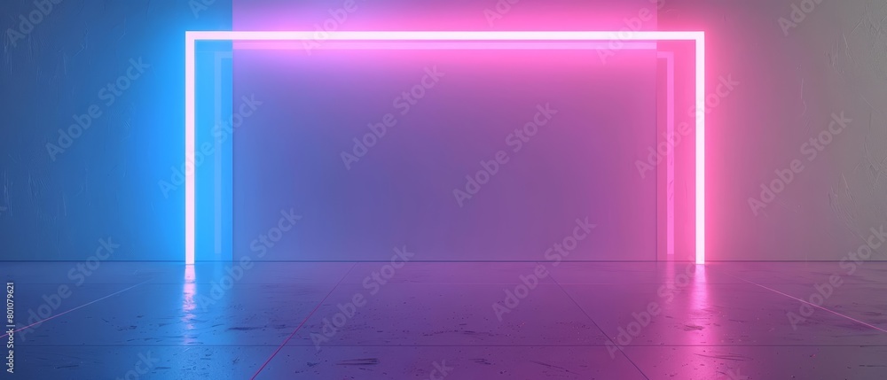 A 3D render of a neonframed mirror with pink and blue lights creating a cool glow, Sharpen isolated on white background A 3D render of a neonframed mirror with pink and blue lights creating a cool glow, Sharpen isolated on white background
