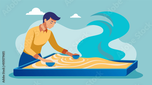 A the uses a sand tray to mimic the ebb and flow of waves allowing clients to process their emotions and experience theutic breakthroughs..