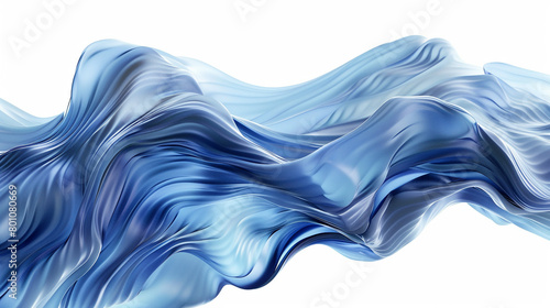 An organic and fluid wave with a harmonious 3D shape isolated on solid white background.