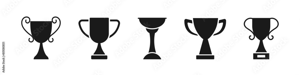 Trophy cup symbol. Trophy icons set. Black silhouettes. Vector Trophy cup symbol. Trophy icons set. Black silhouettes. Vector
