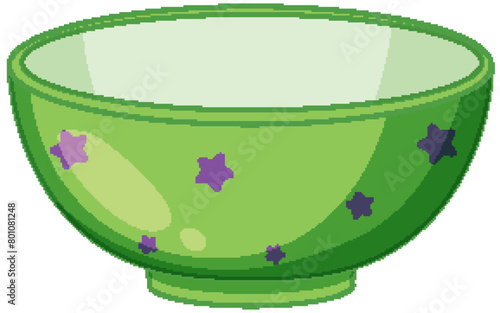 Vector illustration of a decorated green bowl