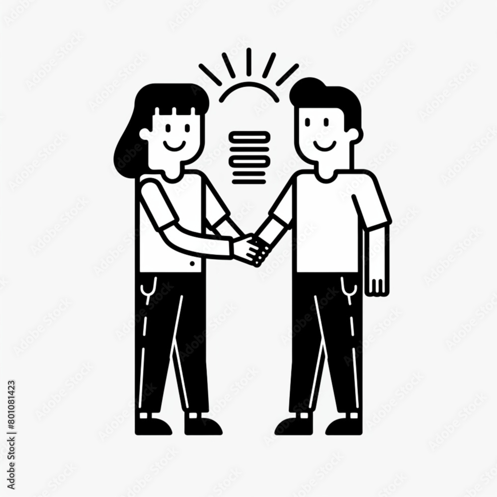 Business handshake / contract agreement thin line art vector icon for apps and websites Business handshake / contract agreement thin line art vector icon for apps and websites