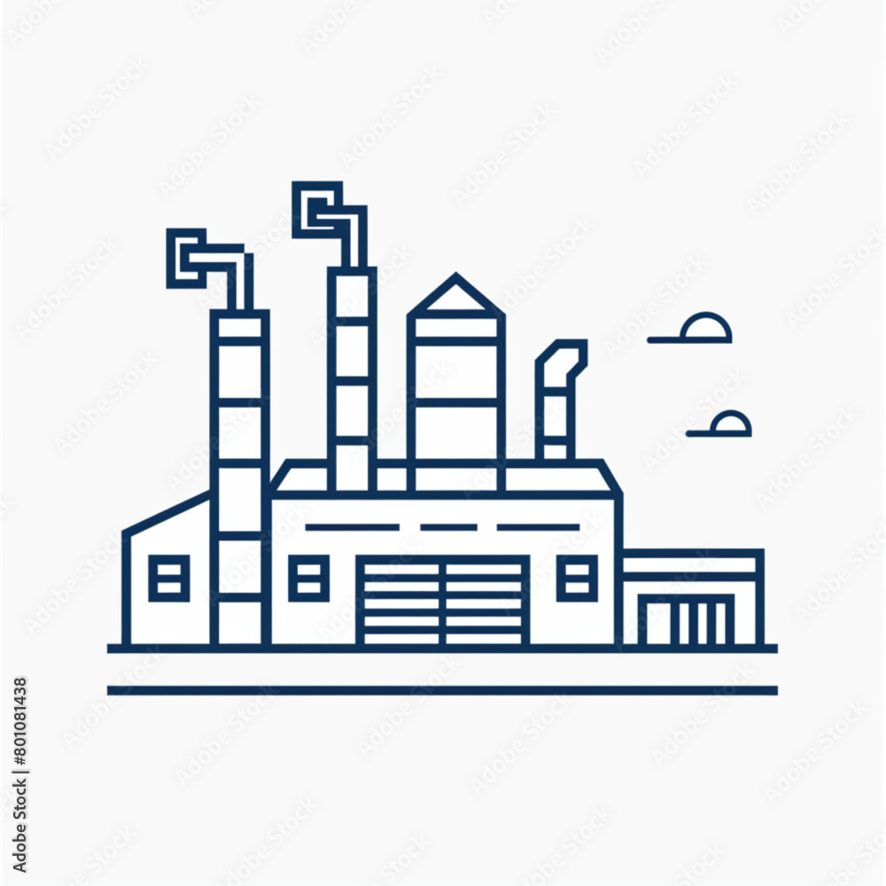 Simple factory line icon. Stroke pictogram. Vector illustration isolated on a white background. Vector sign for mobile app and web sites. Simple factory line icon. Stroke pictogram. Vector illustration isolated on a white background. Vector sign for mobile app and web sites.