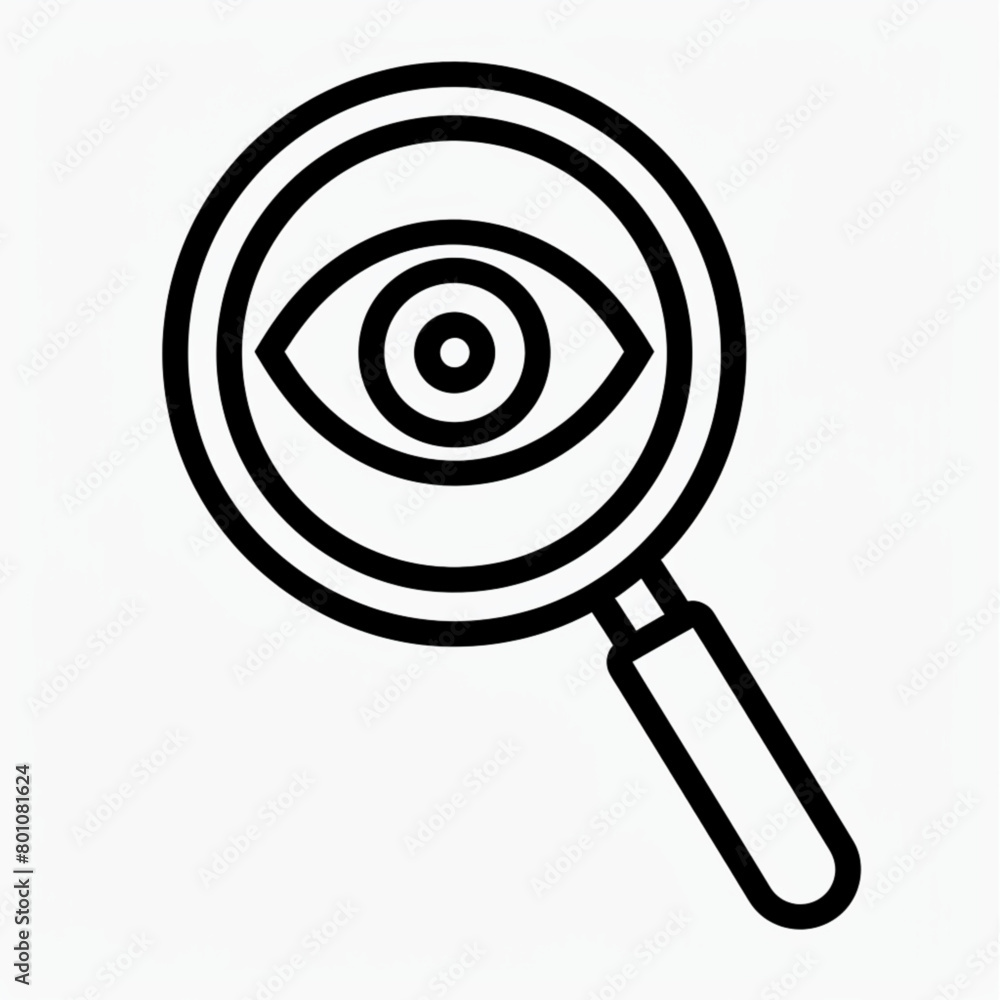 Magnifier with eye outline icon. linear style sign for mobile concept and web design. Eye test simple line vector icon. Symbol, logo illustration. Magnifier with eye outline icon. linear style sign for mobile concept and web design. Eye test simple line vector icon. Symbol, logo illustration.