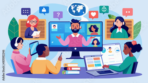 Virtual Meeting with Diverse Team Engaging in Online Collaboration