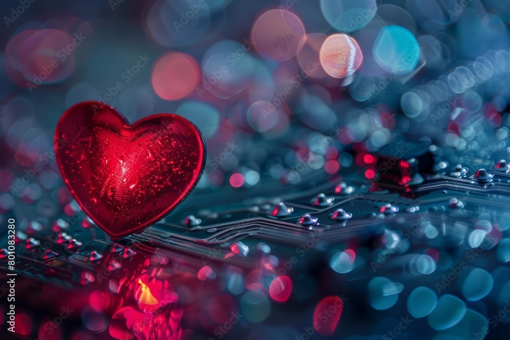 Close up cyber concept of a novel Valentines Day date, Sharpen Cinematic tone with blur background and no text, logo brand in photo Close up cyber concept of a novel Valentines Day date, Sharpen Cinematic tone with blur background and no text, logo brand in photo