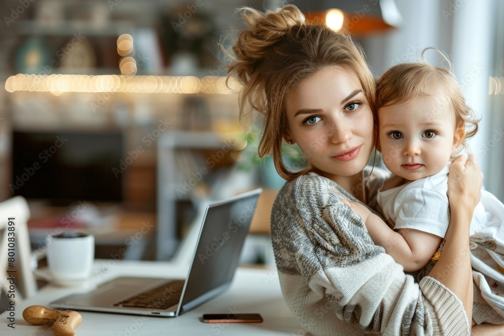 Busy working mother doesn't have time for her kid, Generative AI Busy working mother doesn't have time for her kid, Generative AI