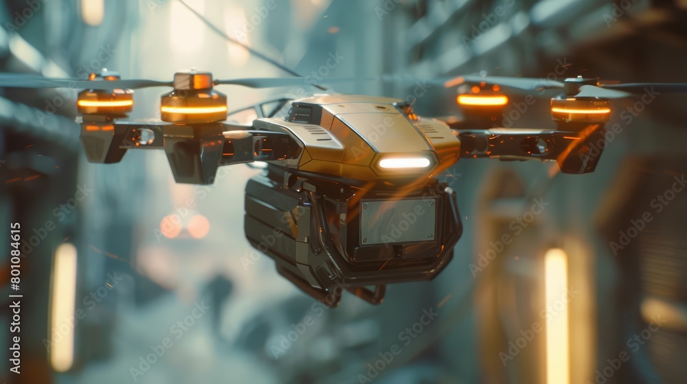 In a distant future, mail is delivered by drones that also sing personalized greetings from the sender Sharpen close up strange style hitech ultrafashionable concept In a distant future, mail is delivered by drones that also sing personalized greetings from the sender Sharpen close up strange style hitech ultrafashionable concept