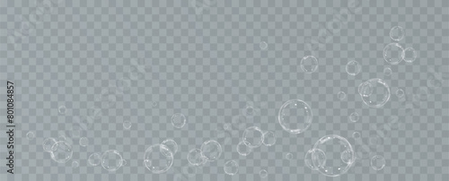 Realistic soap bubbles.Flying bubbles on a transparent background.	
