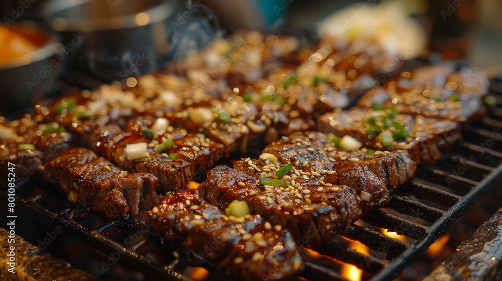 Fresh meat on hot grill. Beef, pork, chicken. BBQ. Fresh meat on hot grill. Beef, pork, chicken. BBQ.