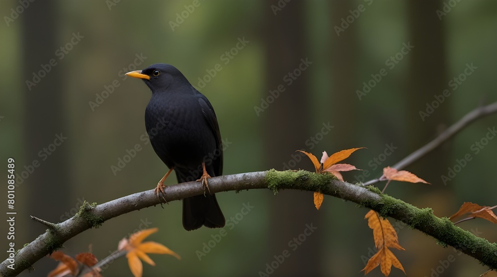 Black bird or Turdus merula.generative.ai Black bird or Turdus merula.generative.ai