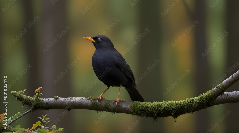 Black bird or Turdus merula.generative.ai Black bird or Turdus merula.generative.ai