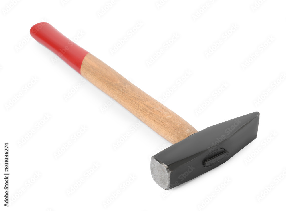 New hammer with wooden handle isolated on white New hammer with wooden handle isolated on white