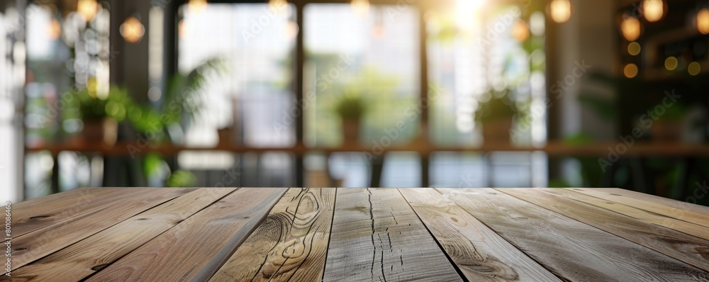 Empty wooden table top with blurred bokeh background of window and office interior for product display presentation mock up, background template design, Empty wooden table top with blurred bokeh background of window and office interior for product display presentation mock up, background template design,
