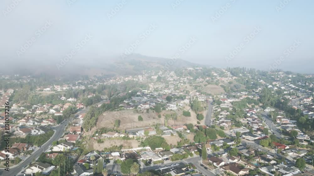 High Aerial Push Rowland Heights Houses, California, US High Aerial Push Rowland Heights Houses, California, US