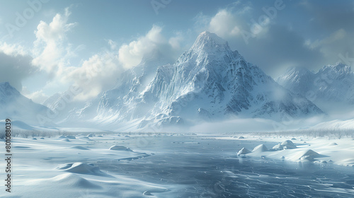 landscape of snow field and...