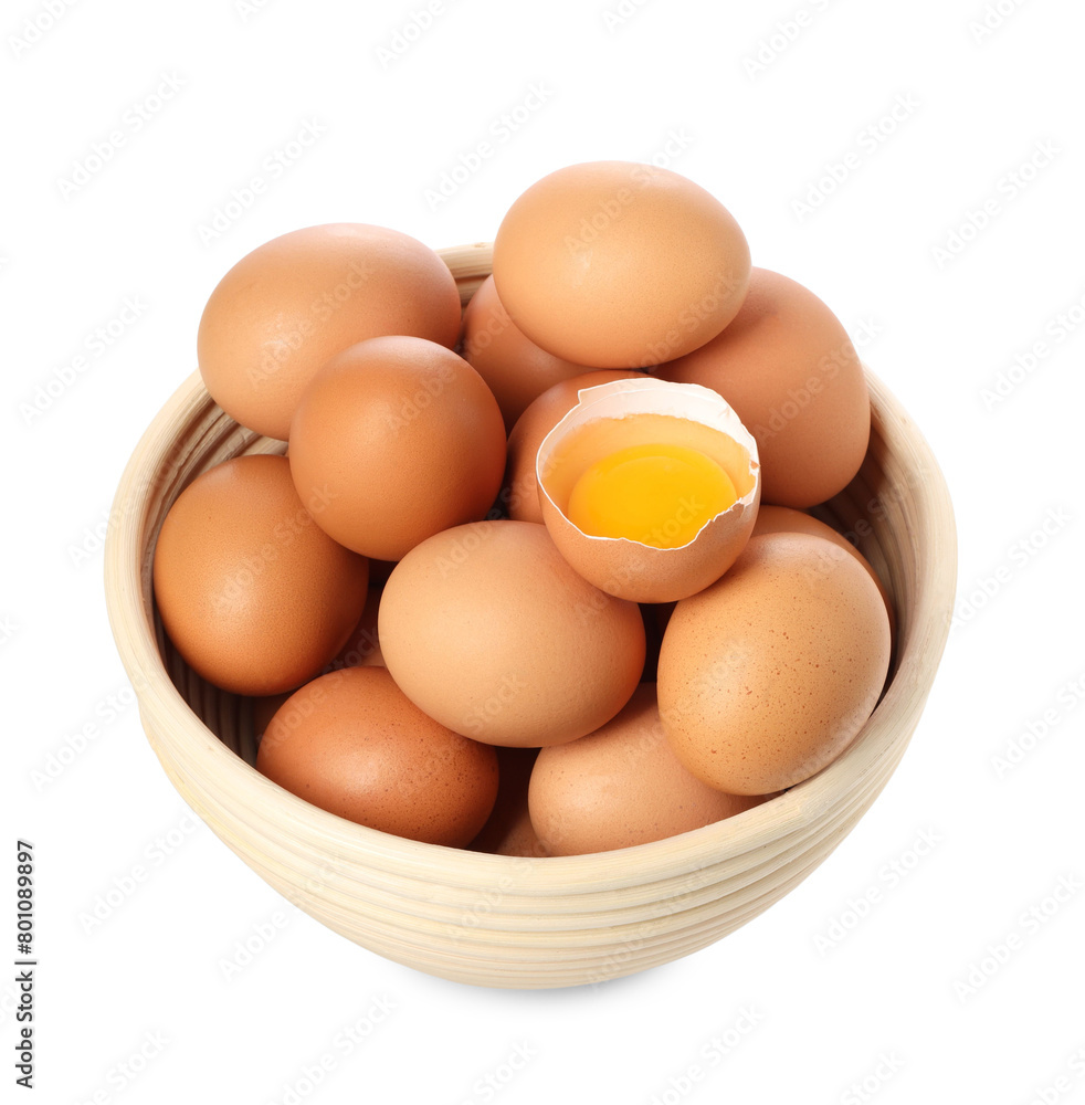 Chicken eggs in bowl isolated on white Chicken eggs in bowl isolated on white