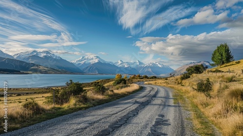 Capture the serene ambiance of a road meandering through