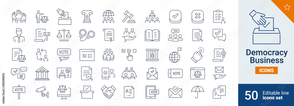 Democracy icons Pixel perfect. vote, law, people, ...
Democracy icons Pixel perfect. vote, law, people, ...