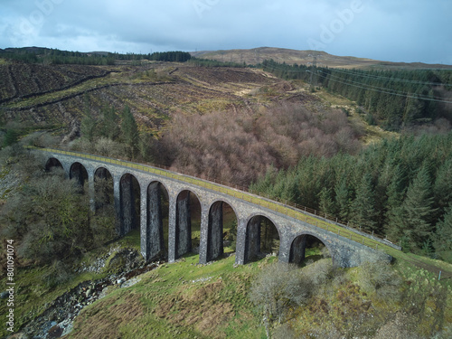 Viaduct of a disused railway in Cwm Prysor  Snowdonia  Wales 
